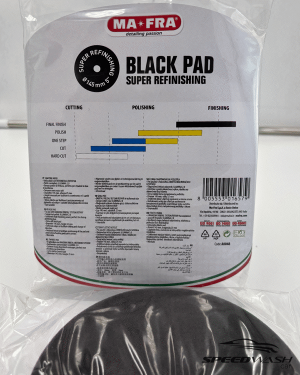 Tampone di finitura Black Pad MAFRA per lucidatura auto – 145 mm