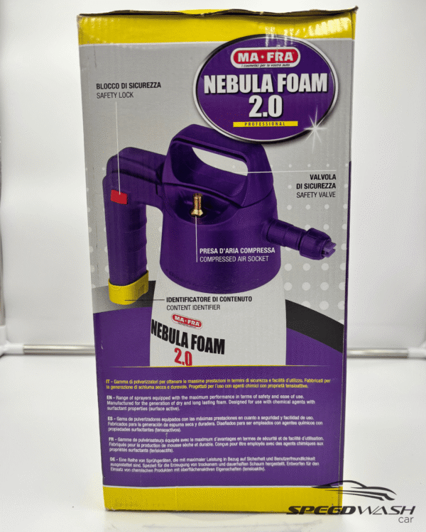 Nebula Foam 2.0 MAFRA – Nebulizzatore schiumogeno professionale per auto con attacco aria compressa e tre ugelli regolabili.