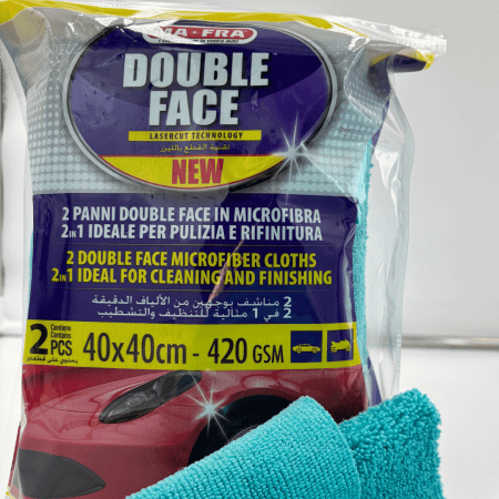 Panni Double Face MAFRA 40×40 420gsm (2 pezzi) – Microfibra lato corto per pulire e lato lungo per lucidare
