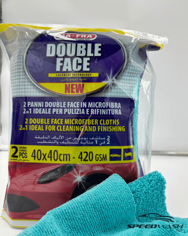 Panni Double Face MAFRA 40×40 420gsm (2 pezzi) – Microfibra lato corto per pulire e lato lungo per lucidare