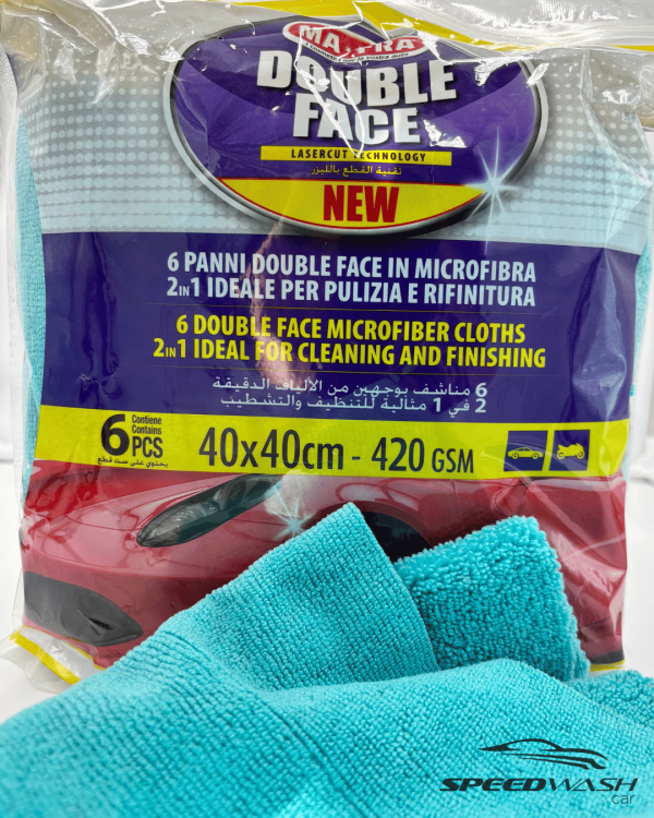 Panni Double Face New MAFRA – Kit 6 panni microfibra 40×40 ad alta densità per detailing auto
