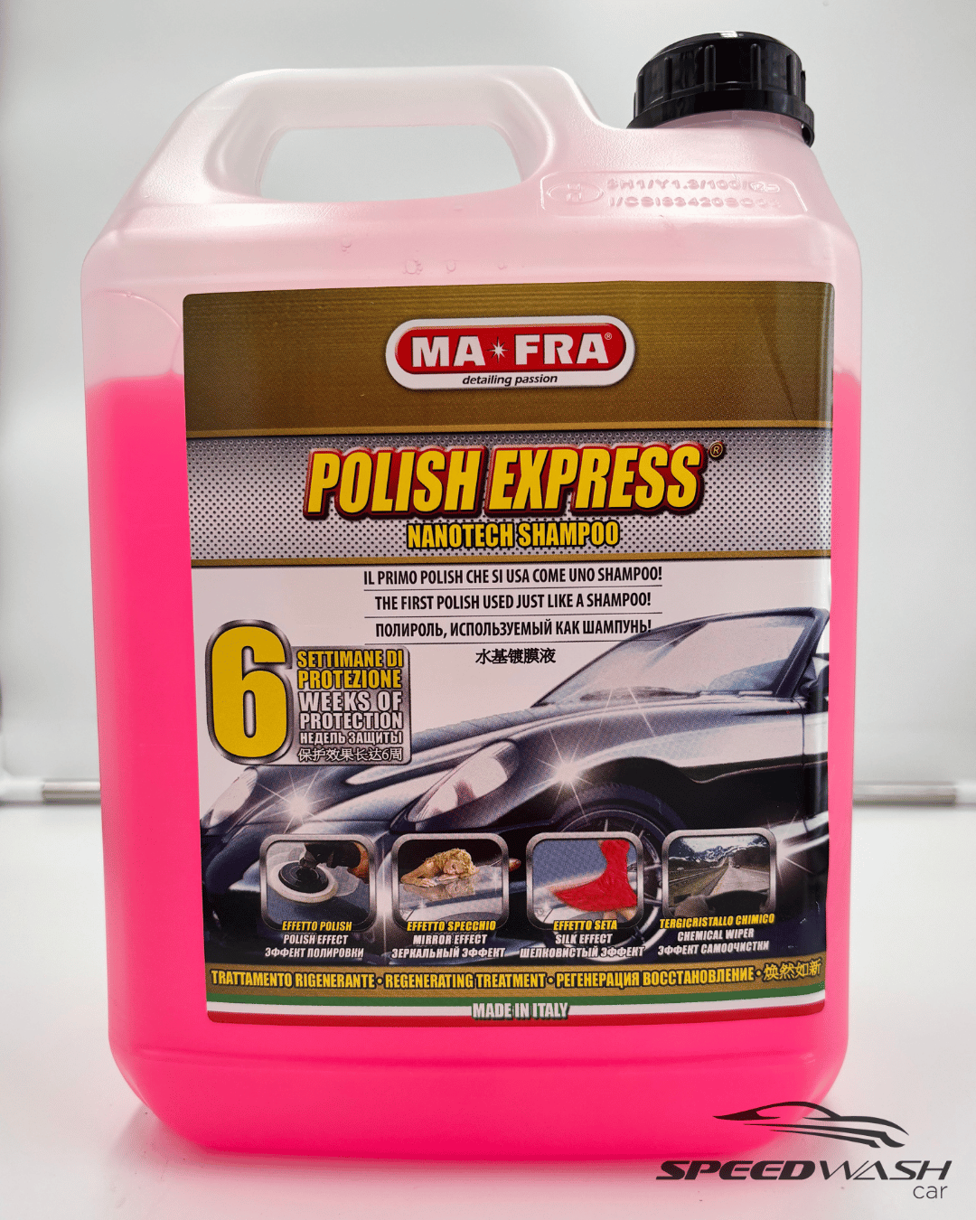 Polish Express Nanotech Shampoo MAFRA 4,5L – Shampoo auto 2in1 lava e lucida con protezione idrofobica