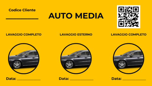 Carta fedeltà Speedwash auto media – lavaggi personalizzati