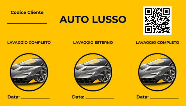 Carta fedeltà Speedwash auto di lusso – cura esclusiva